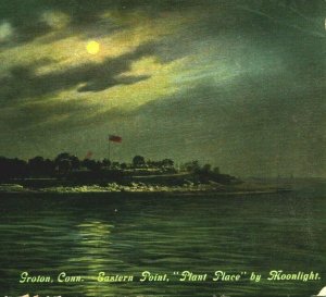 Eastern Point By Moonlight Night View  Groton Connecticut CT 1910 Postcard  Q14