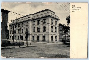 1910 Jersey City New Jersey NJ Vintage Postcard Public Library Building Posted