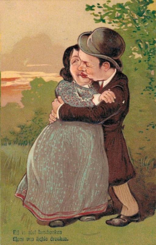 Funny Romantic Couple vintage embossed postcard 02.42