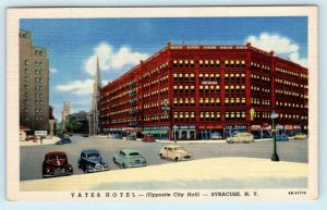 3 Postcards SYRACUSE, NY ~ Hotel Hilton, Yates Hotel, East Fayette Street Night