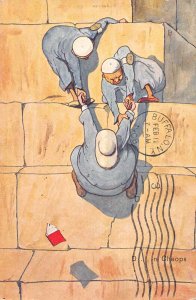 L038 Egypt 1908 Cheops Pyramid comic vintage postcard