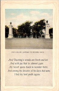 Portland ME Maine Gateway Deering Oaks Framed Postcard VTG UNP Vintage Unused 