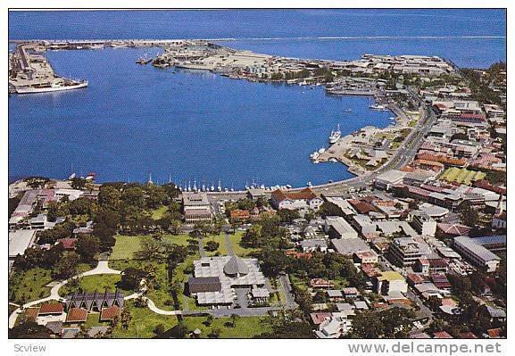 Aerial View of Ville de Papeete, Tahiti, 50-70s