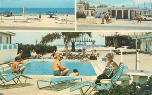 Daytona Beach, Florida Topaz Motel Gulf Dr People at Swimming Pool 1972 Postcard