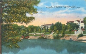 Dallas Texas Highland Park Residential District, Houses 1945  Linen Postcard Use