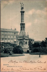 Spain Madrid Monumento de Colon Vintage Postcard C111