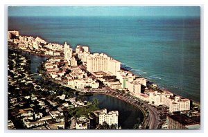 Ocean Front Hotels Lake Pancoast Miami Beach Florida Aerial View Postcard