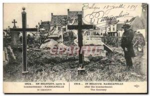 Old Postcard After the bombing Ramscapelle The Army cemetery