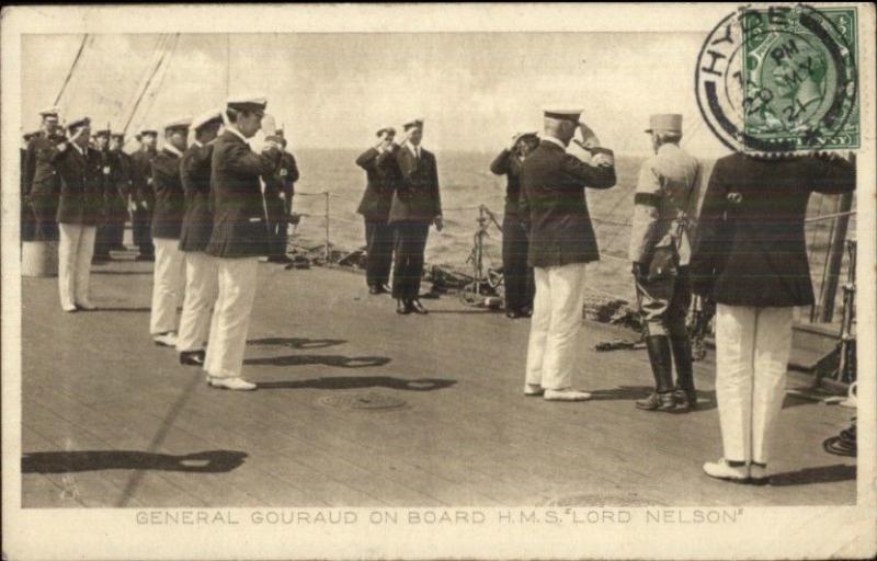 Dardanelles Operation TUCK Postcard General Gouraud on HMS Lord Nelson PC