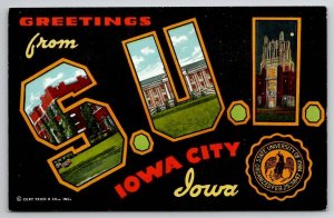 Sioux City IA Large Letter Greeting S.U.I. Iowa Postcard C50