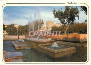 Modern Postcard Narbonne (Aude) Water jets on the Cours Mirabeau