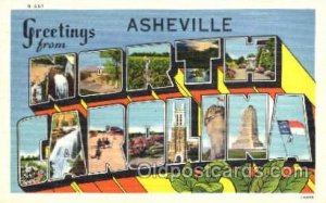 Greetings From Asheville, North Carolina, USA Large Letter Town Unused light ...