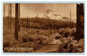 1914 Portland OR, Auto Road to Mt. Hood Volcano Oregon OR Postcard  