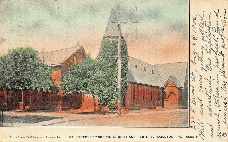 HAZELTON PA~ST PETERS EPISCOPAL CHURCH & RECTORY~GEORGE V MILLAR 1906 POSTCARD