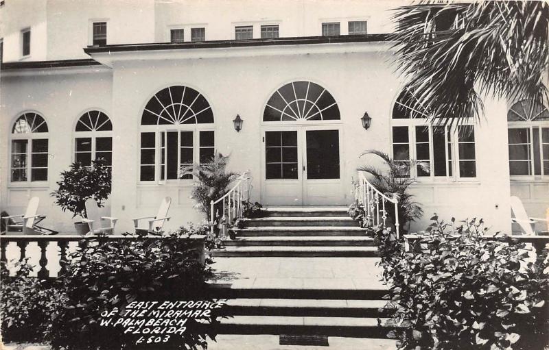 D45/ West Palm Beach Florida Fl Real Photo RPPC Postcard 40s Miramar Hotel Enter