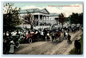 c1910 Crowd Scene Cars Horse Car, Art Gallery Toronto Exhibition Canada Postcard