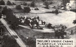 Plainfield Vermont Taylors Unique Cabins Aerial View 1950-60s Vintage Postcard