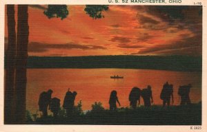 Vintage Postcard U. S. 52  Sunset Shadow Manchester Ohio Colourpicture Pub.