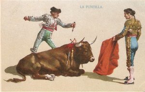 Bullfighting. La Puntilla  Old vintage Spanish, artist drawn,  postc