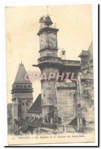 Troyes Old Postcard The belfry and steeple of St. John