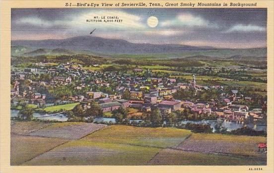 Bird's Eye View Of Sevierville Great Smoky Mountains in Background Tennessee