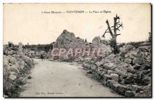 Old Postcard L & # 39Aisne devastated the Fontenoy site and & # 39Eglise Army