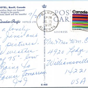 c1971 Banff AB Timberline Hotel Postcard Black Bears Canadian Pacific Rockies