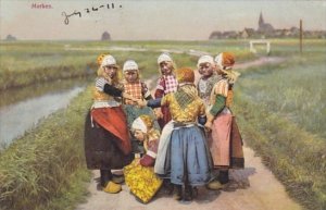 Netherlands Marken Young Girls In Traditional Costume