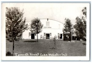 Lake Webster Indiana IN Postcard RPPC Photo Epworth Forest Auditorium 1948