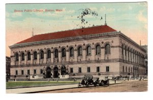 Public Library Boston, Massachusetts, Used 1914 Flag Cancel