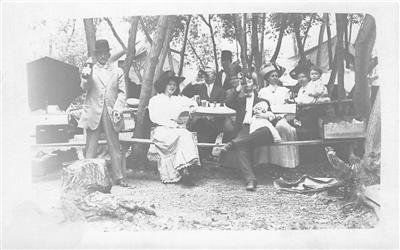 RPPC Tents Camping Scene Picnic Edwardian Photo c1910s Vintage Postcard 