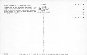 San Antonio Texas 1960s Postcard Sunken Gardens 