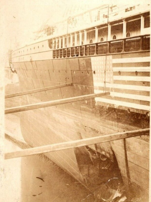 RPPC 1917 WW1  SS New York  Mine Damage  Dry Docked Liverpool UK  Postcard