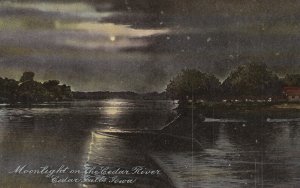 Iowa Cedar Falls Moonlight On The Cedar River