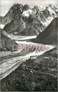 Modern Postcard Mont Blanc Aerial view Montenvers Mer de Glace and the Grande...
