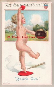 Valentine Day, AP Co No 809, Baseball, Cherub Pitching with Heart