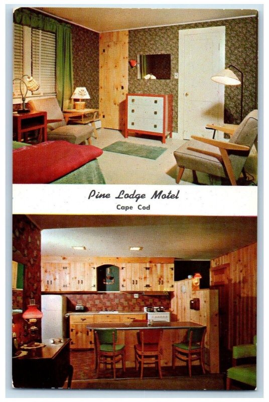 Pine Lodge Motel Room And Kitchen View Cape Cod Massachusetts MA Postcard 