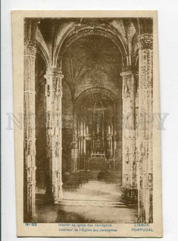 299890 PORTUGAL LISBOA Jeronymos monastery Church interior Vintage postcard
