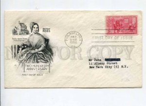 291232 USA 1958 First Day COVER Betsy Ross