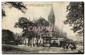 Old Postcard Caen Eglise Saint Pierre Du Boulevard View