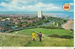 Sussex Postcard - Eastbourne from Downs - TZ11996