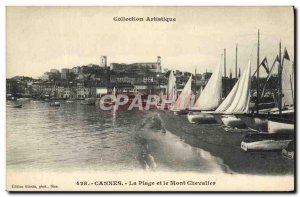 Postcard Old Fishing Boat Cannes Beach and Mount Knight