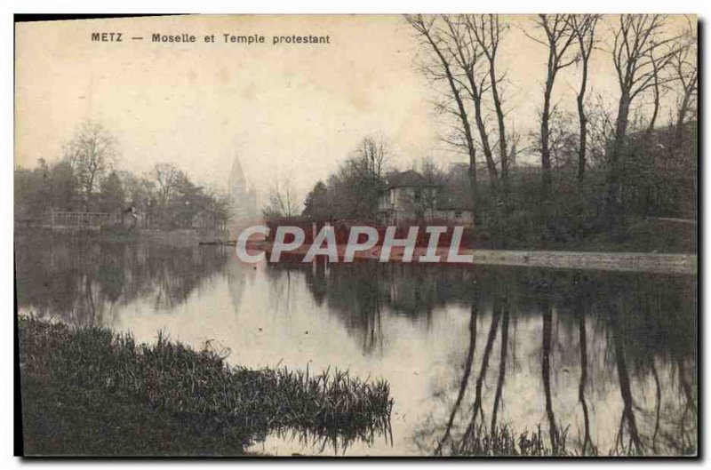 Old Postcard Metz Moselle and Protestant church