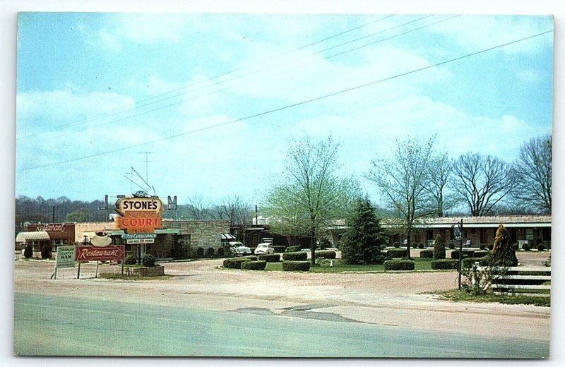 1950s COLUMBIA TN STONE'S MOTOR COURT RESTAURANT U.S. 31 AAA POSTCARD P1125