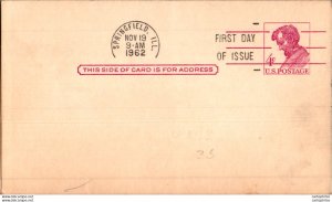 US Postal stationery 4c Springfield 1962