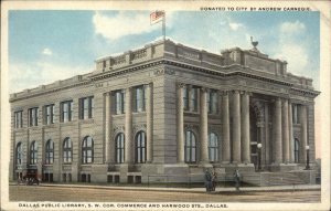 Dallas Texas TX Carnegie Public Library Street View Vintage Postcard