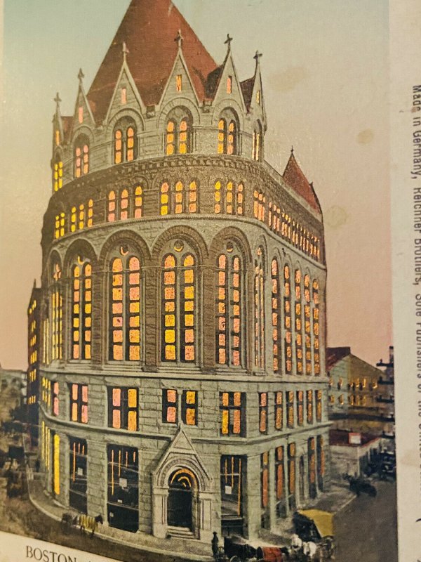 1900s Chamber of Commerce Reflective Metallic Windows Building Boston Postcard