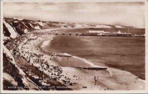 England Sands And Pier From West Cliff Bournemouth Vintage RPPC C192