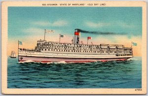 Steamer State of Maryland - Old Bay Line Oldest Passenger Steamship Postcard