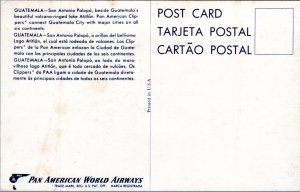 Postcard Advert Pan American World Airways Guatemala San Antonio Palopo